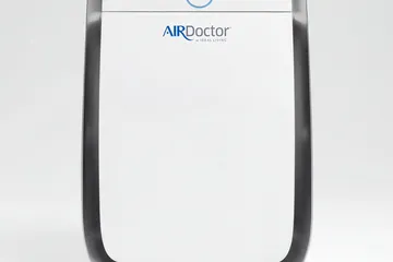 AirDoctor AD3500 air purifier tower, black and silver, front view