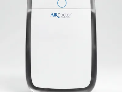AirDoctor AD3500 air purifier tower, black and silver, front view