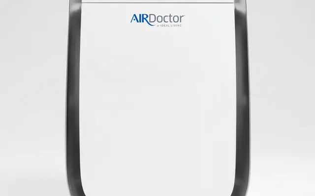 AirDoctor AD3500 air purifier tower, black and silver, front view