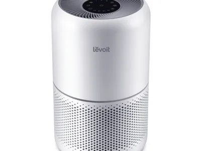 Levoit Core 300-P air purifier, white cylindrical tower, front view