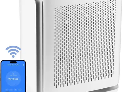 Levoit Vital 200S-P smart air purifier in white and grey, front view