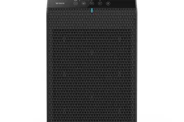 Winix 5520 air purifier tower, front view on a shaded background