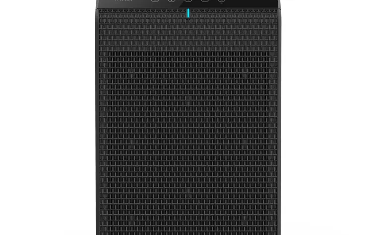 Winix 5520 air purifier tower, front view on a shaded background