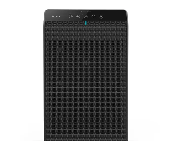 Winix 5520 air purifier tower, front view on a shaded background