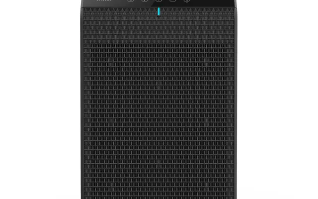 Winix 5520 air purifier tower, front view on a shaded background